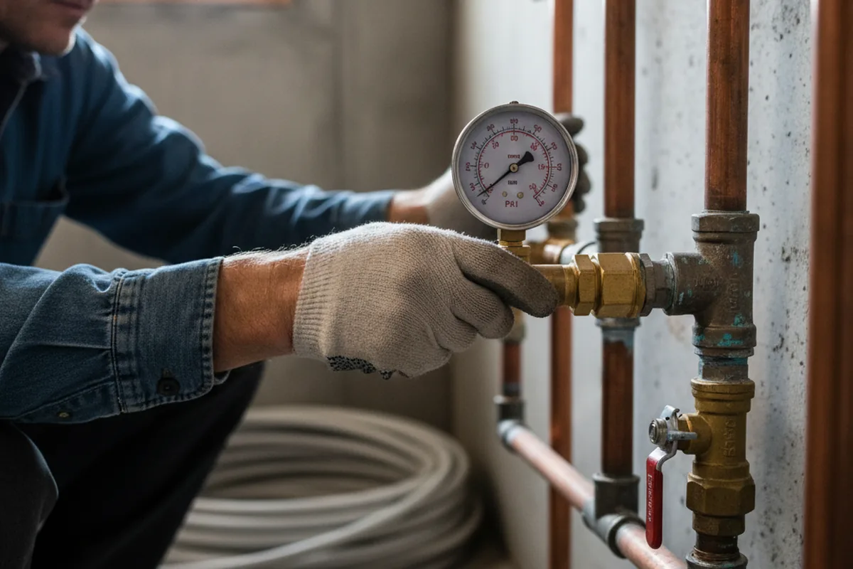 Pressure testing a repaired line during Water Line Repair in Yorkshire
